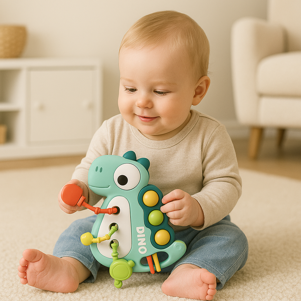 ! DinoGrip – Sensorisch Trek Speelgoed – Dino Bijtspeeltje voor Baby's