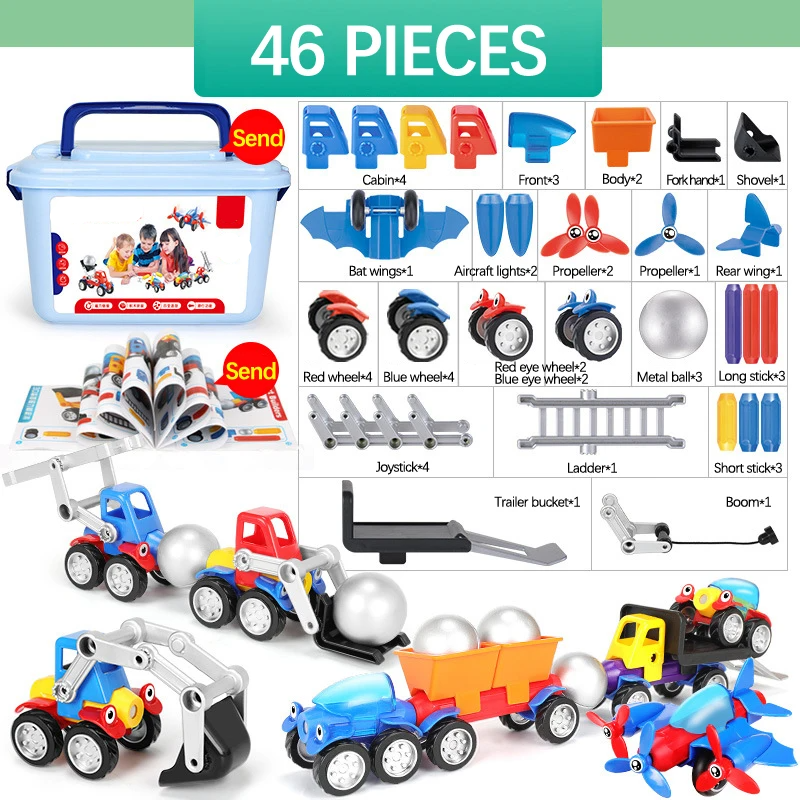 13 Magnetic Cars™ – Magnetisch Bouwplezier – Magnetische voertuigen Speelgoedset
