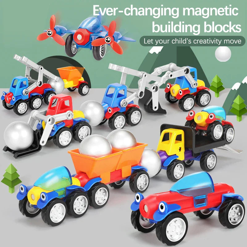 13 Magnetic Cars™ – Magnetisch Bouwplezier – Magnetische voertuigen Speelgoedset