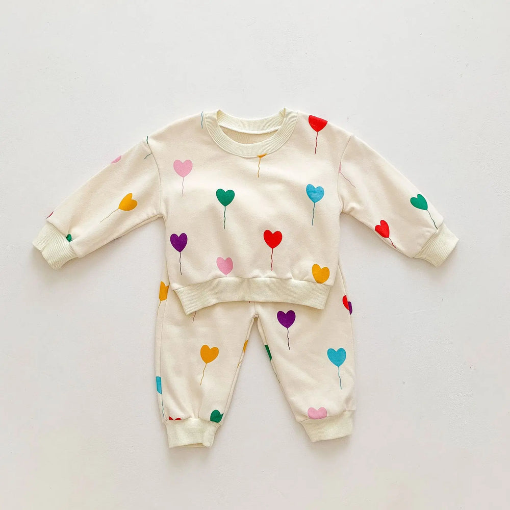12 Mini Fashion™ - Superzacht & Comfortabel - Gekleurde hartjes trainingspak