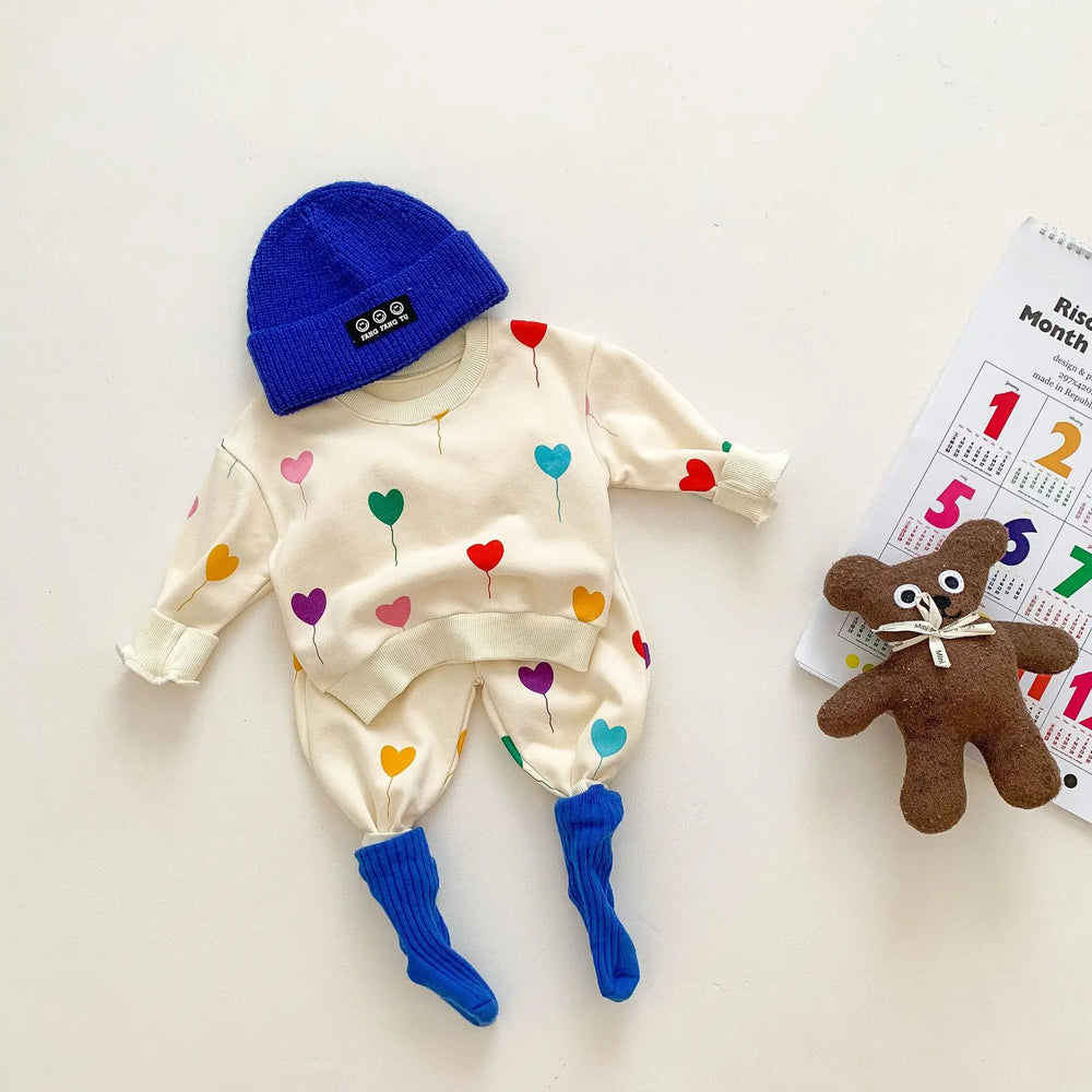12 Mini Fashion™ - Superzacht & Comfortabel - Gekleurde hartjes trainingspak